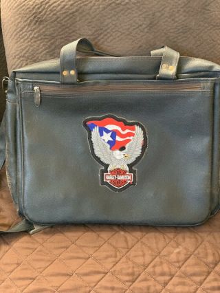 Saddle Bag Gently.  Puerto Rico Flag/eagle Emblem & Harley Davidson Patch