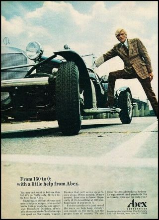 1966 Excalibur Roadster Abex Corp.  Vintage Advertisement Print Art Car Ad K107