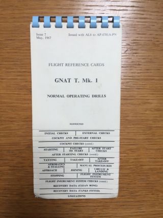 Flight Reference Cards For Gnat T.  1 (1967)