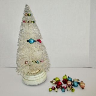 Bottle Brush White Vintage Christmas Tree Glitter Mercury Glass Garland Musical