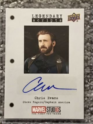 2019 Ud Marvel First Ten Years Chris Evans As Captain America Autograph Card