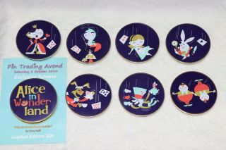 Complete Disney Acme Alice In Wonderland 8 Pin Set Le 300 Cheshire