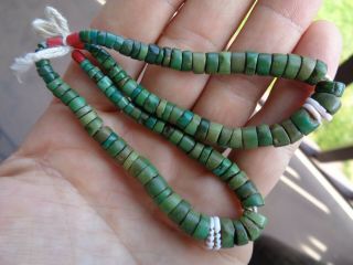 Antique Navajo Jaclas Old With Natural Green Turquoise