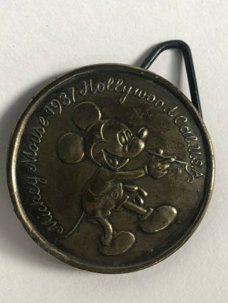 Mickey Mouse Brass Belt Buckle Hollywood Ca Usa Sun Rubber Disney
