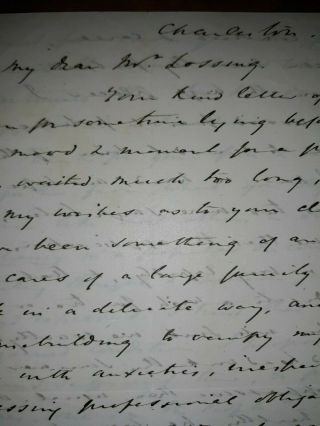 Vintage Handwritten Letter,  believe to be Dated ; Aug.  30,  1856) Charleston 6