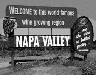 Vintage Style Poster Napa Valley California Sign Wine Country 16x20 B&w Photo