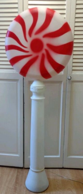 Giant Red Peppermint Swirl Lollipop Blow Mold - 52 " Ht.  - Rare - Htf - Vtg - Union - W/ Cord