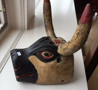 Antique Ethnographic Guatemalan Mexican Mayan Folk Art Dance Festival Mask 3