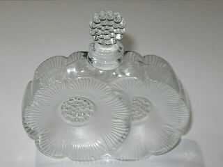 Vintage Lalique Frosted Glass Perfume Bottle Deux Fleurs Two Flowers - 3 1/2 "