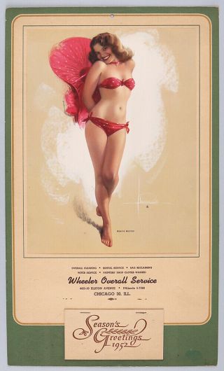 Vintage 1952 Rolf Armstrong Pin - Up Calendar Leggy Bikini Bound Bathing Beauty