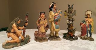 Set Of Five (5) Native American Statues