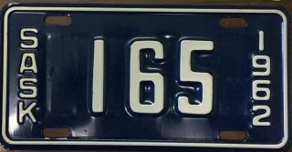 1962 Saskatchewan Motorcycle License Plate 165