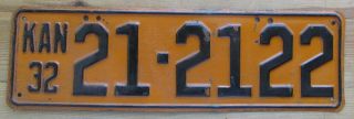 Kansas 1932 Franklin County License Plate Quality 21 - 2122