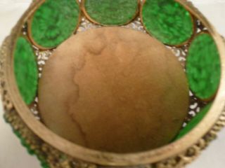 VTG STYLEBUILT Gilt Ormolu Filigree Jewelry Casket Box FAUX IMPERIAL GREEN JADE 5