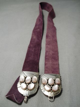 Exquisite Vintage Navajo Sterling Silver Pearl Buckle Belt
