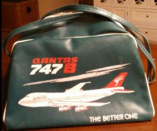 Vintage Rare Qantas 747b The Better One Travel Bag Cabin Bag 12 " X 9 " X 6 "