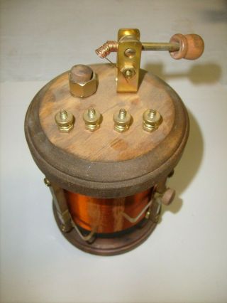 Antique Crystal Radio Detector Stand Vintage Round,  Unknown Maker 2