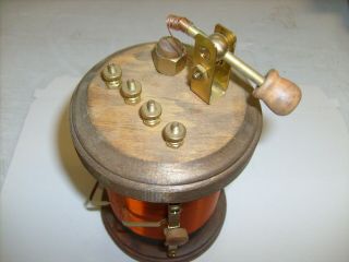 Antique Crystal Radio Detector Stand Vintage Round,  Unknown Maker 8
