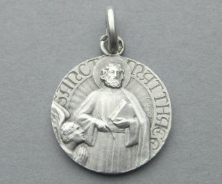French,  Antique Religious Silver Pendant.  Saint Matthew The Apostle.  By Tricard.