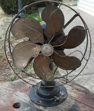 Antique Emerson Brass 6 Blade Cage 3 Speed Electric Fan Type 21666 11
