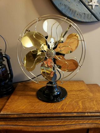 Antique Emerson Brass 6 Blade Cage 3 Speed Electric Fan Type 21666