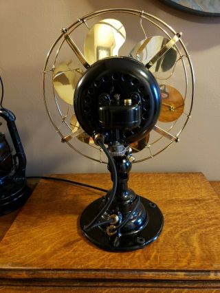 Antique Emerson Brass 6 Blade Cage 3 Speed Electric Fan Type 21666 5