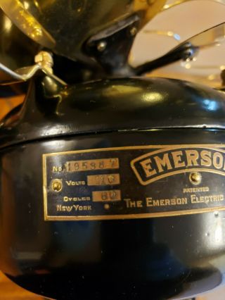 Antique Emerson Brass 6 Blade Cage 3 Speed Electric Fan Type 21666 8