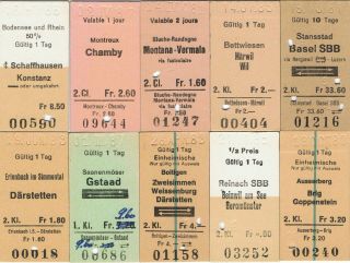 Railway Tickets Switzerland Sbb Cff Ffs Etc 1980 