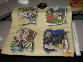 Disney 1950s Storyland Fabric 3 Little Pigs,  Alice In Wonderland,  Cinderella,  Bambi