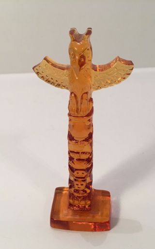 Vintage Amber Glass Native Indian Totem Pole