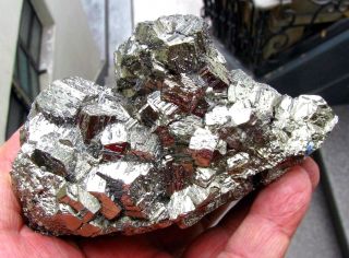 Arsenopyrite Brilliant Crystals Scattered On Pentadodecahedral Pyrite From Peru