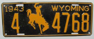 1943 Wyoming Car License Plate