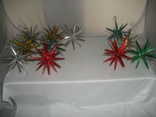 11 Vintage Plastic Sputnik Christmas Tree Ornaments