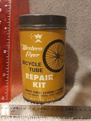 Vintage Western Flyer Bicycle Tire Repair Kit Cardboard Tube