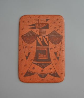 Vintage Hopi Indian Pottery Tile - Pueblo Bird - Aas ku Mana - Gwen Setalla 2