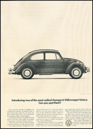 1966 Vw Volkwagen Beetle History Bug Vintage Advertisement Print Art Car Ad K105