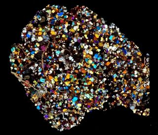 Meteorite Nwa 3133 - Cv7 Carbonaceous - Thin Section Microscope Slide Rare