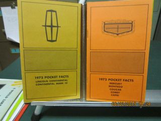 1972 LINCOLN - MERCURY POCKET FACTS BOOK (LIKE SALESMANS DATA BOOK) 2