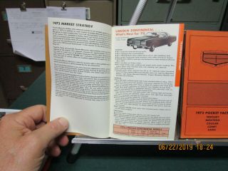 1972 LINCOLN - MERCURY POCKET FACTS BOOK (LIKE SALESMANS DATA BOOK) 3