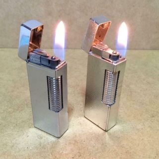 Vintage Dunhill Rollagas Lighter Swiss Made Silver 2 Set