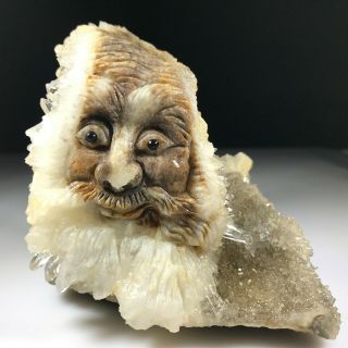 801g Natural Quartz Crystal Cluster Mineral Specimens,  Hand - Carved,  Santa Claus