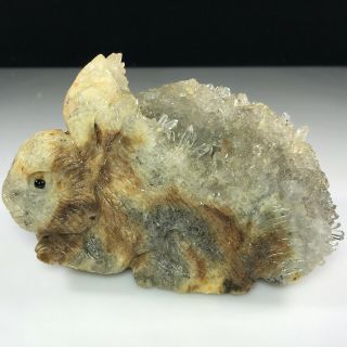 640g Natural quartz crystal cluster mineral specimens,  hand - carved rabbits 5