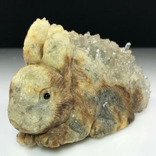 640g Natural quartz crystal cluster mineral specimens,  hand - carved rabbits 7