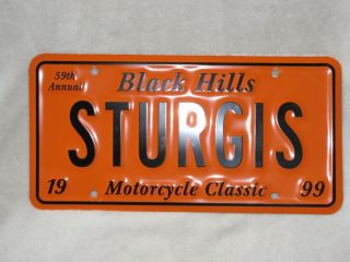 59th Annual Sturgis Black Hills Motorcycle Classic 1999 Orange License Plate