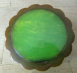 Bakelite Catalin Small Round Ridged Box with Lid - Vintage 3
