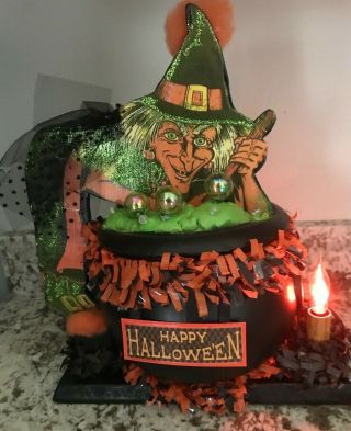 Vintage Halloween Style Witch And Cauldron By Christopher James