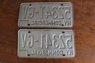 Vintage Set 2 Pair 1973 - 86 York State Commercial License Plate 52341 - GV NY 2