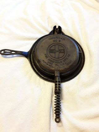 Griswold Cast Iron American No 8 Waffle Iron Low Base 885 Pat1908