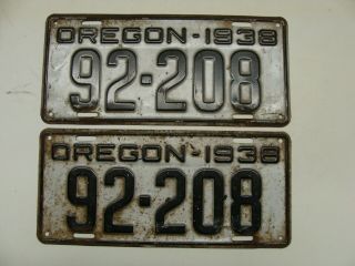 1938 Oregon Pair License Plates,  92 - 208