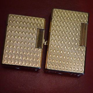 Extremely Rare - 2 Gold Plated His & Hers S T Dupont L1 Lighters - Come Boxed